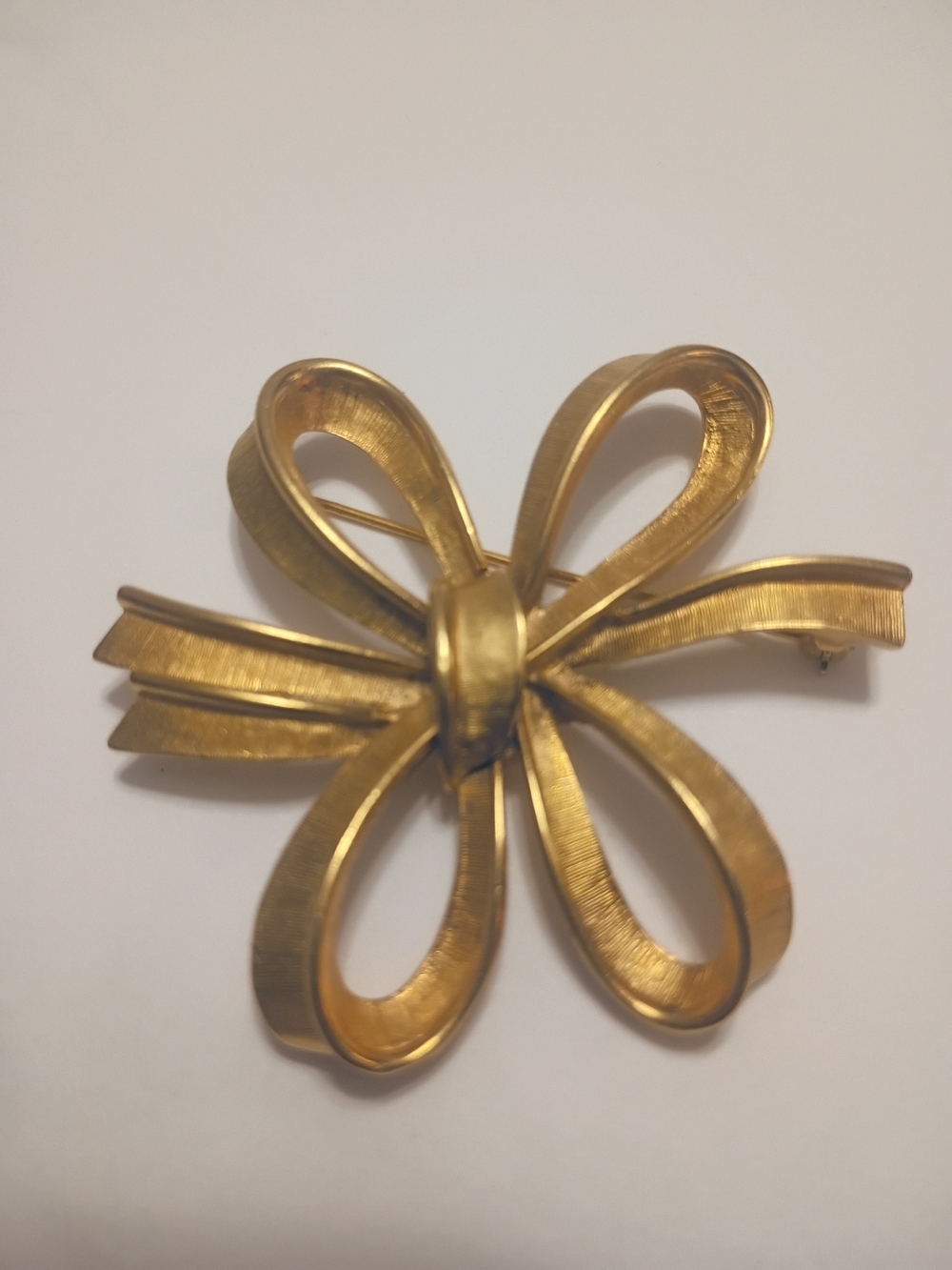 Monet Gold-Tone Ribbon Bow Brooch Vintage Estate